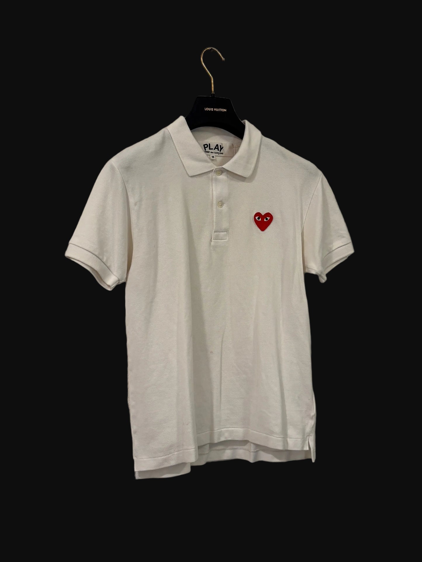 COMME des GARÇONS Play Heart Polo White - Size Medium - Pre-Owned