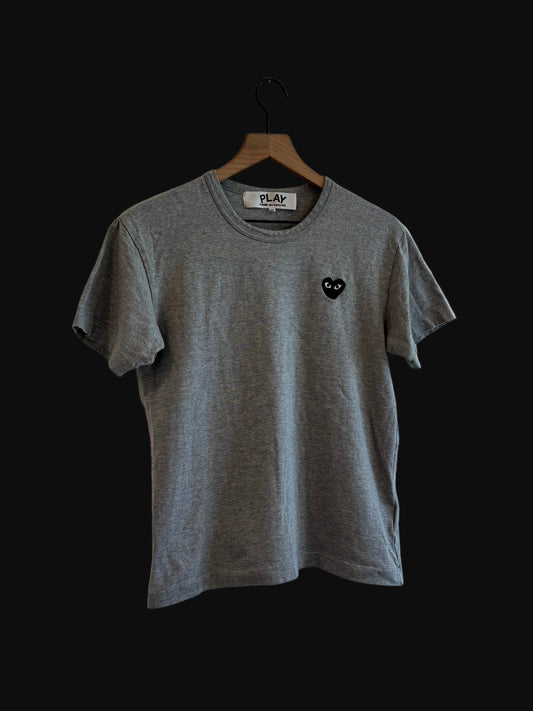 Comme Des Garçons Play Heart Tee Grey - Size Medium - Pre-Owned