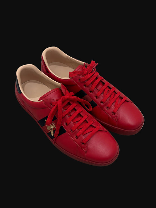 Gucci Ace Bee Sneaker Red - Size 12-12.5 - Pre-Owned