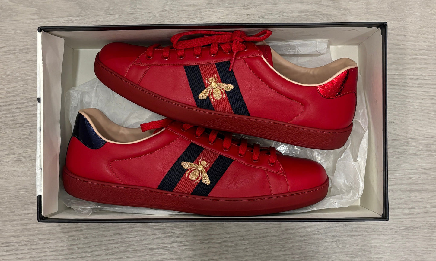 Gucci Ace Bee Sneaker Red - Size 12-12.5 - Pre-Owned